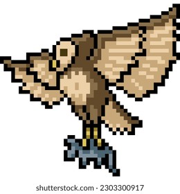 pixel art of owl hunt prey
