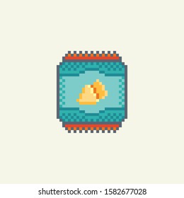 Pixel art Packaging chips vector icon. Fast food set  for web design, mobile app, stickers and games.