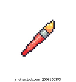 Pixel Art Paint Brush Icon. Retro 8bit Tool for Art and Craft Projects.