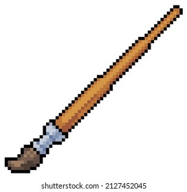 Pixel art paint brush  vector icon for 8bit game on white background

