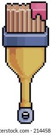 Icono de vector de pincel de pintura de arte para juego de 8 bits en fondo blanco

