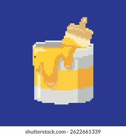 pixel art paint can, vector illustration on isolated background.