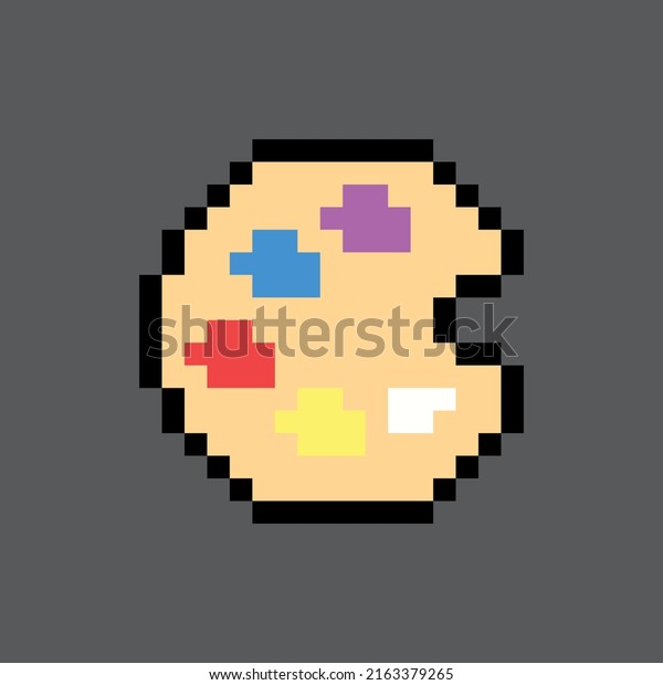 Pixel Art Paint Pallete Isolated เวกเตอร์สต็อก (ปลอดค่าลิขสิทธิ์