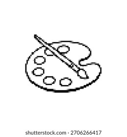 Pixel art palette and brush. Creative concept for designer.