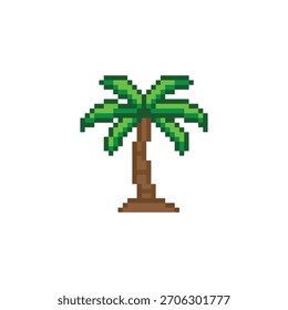  árvore de palmeiras pixel art   ícone de vetor de 8 bits para o logotipo de jogo de computador