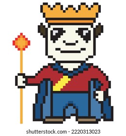 Pixel art panda king illustration character