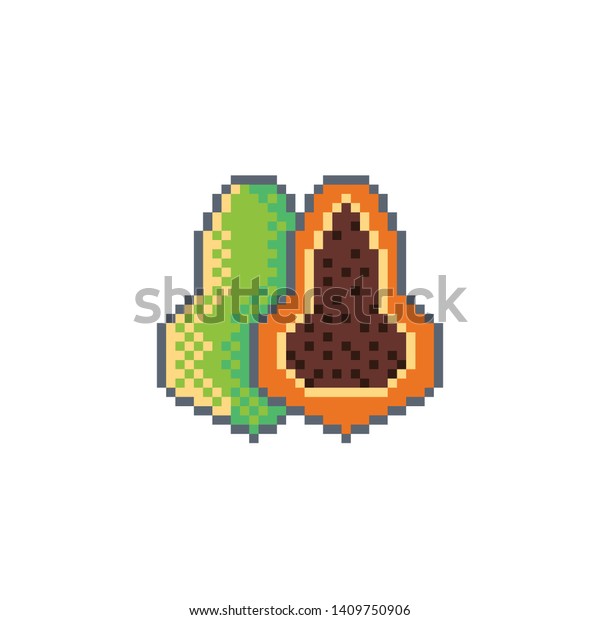 Pixel Art Papaya Icon Vector Design Stock Vector (Royalty Free ...