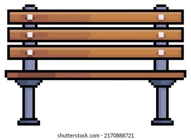 Pixel art park bench and square. urban furniture vector icon for 8bit game on white background
