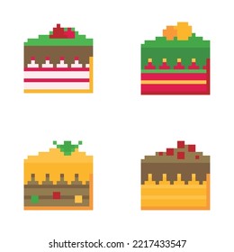 Pixel art. Party cake colection
