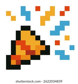 Pixel Art Party Popper with Confetti