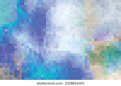 Pixel Art pastel blurred background. Vector mosaic clipart