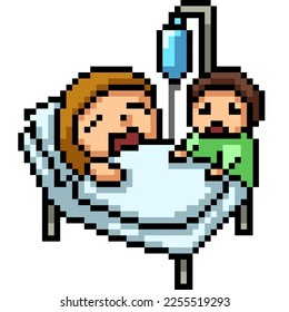 pixel art of patient coma hospital