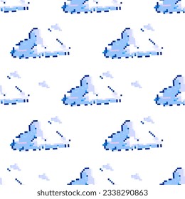 Pixel art pattern with clouds