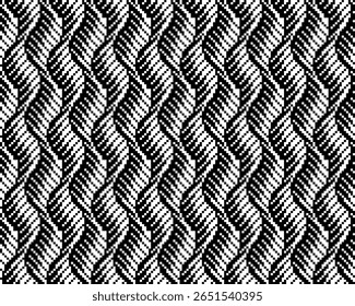 pixel art pattern fabric. The pattern is made up of many small squares, and the squares are arranged in a way that creates a sense of movement and depth.