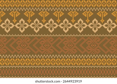 pixel art pattern with  Intricate Tribal Textile Pattern  and Ethnic Motifs