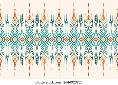 pixel art pattern with  Intricate Tribal Textile Pattern  and Ethnic Motifs