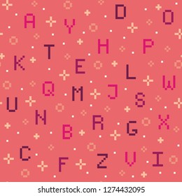 Pixel art pattern with letters of the alphabet.
Abstract vector texture. Pixel pattern for wallpaper, web sites, wrapping paper, for fashion prints, fabric, design.
