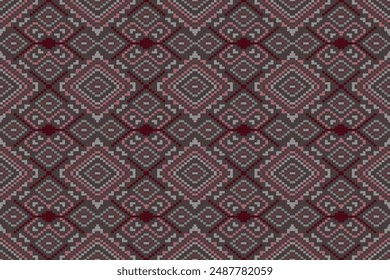 Patrón de arte de píxeles sin fisuras para tela patrón étnico geométrico sin fisuras, Fondo de pantalla de arte de patrón de píxeles Fondo, Diseño para tela, cortina, alfombra, ilustración de arte de patrón sin fisuras de geometría