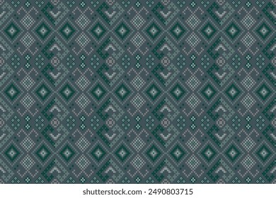 Pixel art pattern seamless for Fabric geometric ethnic pattern seamless,Pixel pattern art wallpaper Background, Design for fabric, curtain, carpet ,geometry seamless pattern art illustration