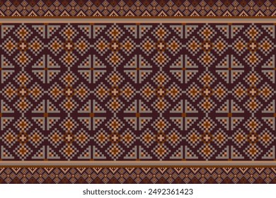 Patrón de arte de píxeles sin fisuras para tela patrón étnico geométrico sin fisuras, Fondo de pantalla de arte de patrón de píxeles Fondo, Diseño para tela, cortina, alfombra, ilustración de arte de patrón sin fisuras de geometría