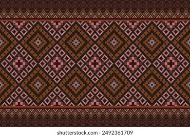 Pixel art pattern seamless for Fabric geometric ethnic pattern seamless,Pixel pattern art wallpaper Background, Design for fabric, curtain, carpet ,geometry seamless pattern art illustration