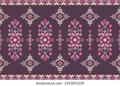 Pixel art pattern seamless for Fabric geometric ethnic pattern seamless,Pixel pattern art wallpaper Background, Design for fabric, curtain, carpet ,geometry seamless pattern art illustration