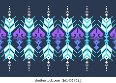 Pixel art pattern seamless for Fabric geometric ethnic pattern seamless,Pixel pattern art wallpaper Background, Design for fabric, curtain, carpet ,geometry seamless pattern art illustration