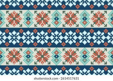 Pixel art pattern seamless for Fabric geometric ethnic pattern seamless,Pixel pattern art wallpaper Background, Design for fabric, curtain, carpet ,geometry seamless pattern art illustration
