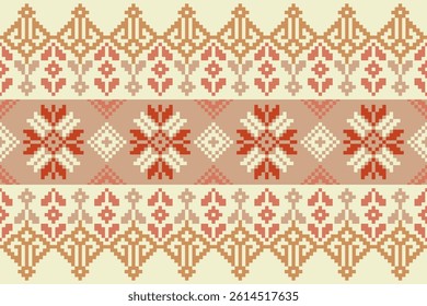 Pixel art pattern seamless for Fabric geometric ethnic pattern seamless,Pixel pattern art wallpaper Background, Design for fabric, curtain, carpet ,geometry seamless pattern art illustration