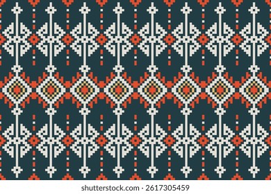 Pixel art pattern seamless for Fabric geometric ethnic pattern seamless,Pixel pattern art wallpaper Background, Design for fabric, curtain, carpet ,geometry seamless pattern art illustration