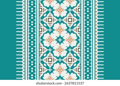 Pixel art patterns folk traditional black background, geometric ethnic seamless pattern vector illustration Design for Cross stitch Carpet Wallpaper Clothing Texti Fabric Wrapping Batik Embroidery