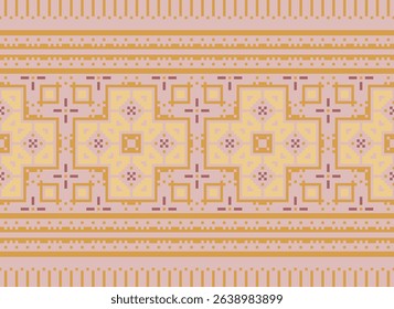 Pixel art patterns folk traditional black background, geometric ethnic seamless pattern vector illustration Design for Cross stitch Carpet Wallpaper Clothing Texti Fabric Wrapping Batik Embroidery