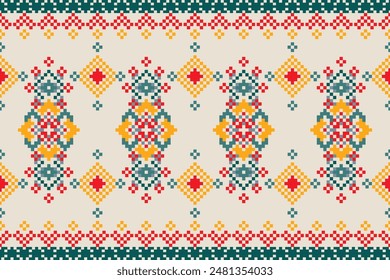 Pixel art  patterns on fabric, tablecloths, clothes, skirts, curtains, carpets.