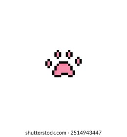 pixel art paw vetor icon pixel cat ou cachorro elemento paw para jogo de 8 bits