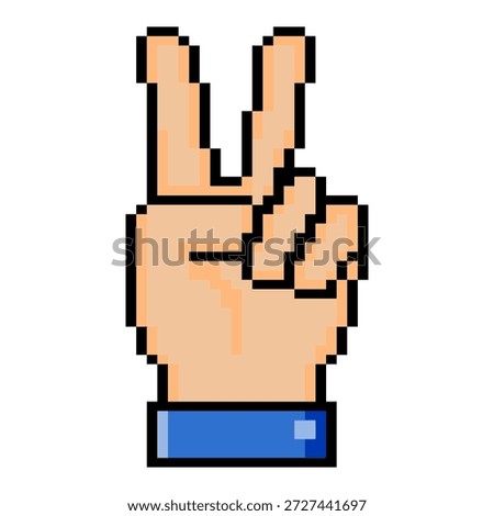 Pixel Art Peace Victory Gesture