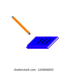Pixel Art Pencil And Notebook