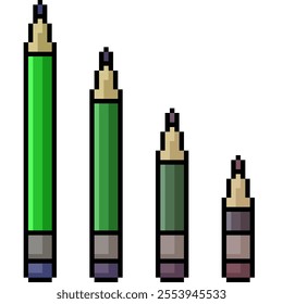 pixel art of pencil writing usage isolated background