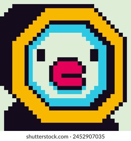 pixel art penguin character 8-bit,  man, 80-s, avatar, guy face, cartoon vector icon, game user, web profile persons, people, social net portrait,  minimalistic style. Non-fungible token.