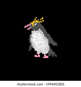 Pixel Art Pinguin. Einzelne pixelige Vektorgrafik.
