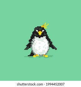 Pixel art penguin. Isolated pixelated vector illustration.