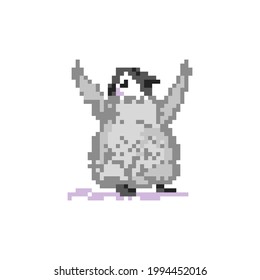 Pixel art penguin. Isolated pixelated vector illustration.