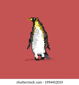 Pixel art penguin. Isolated pixelated vector illustration.