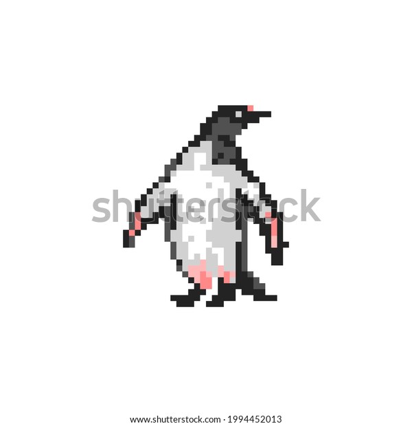 Pixel Art Penguin Isolated Pixelated Vector Stok Vektör (Telifsiz