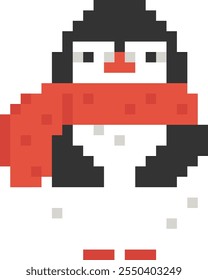 Pixel Art Ilustración vectorial de pingüino