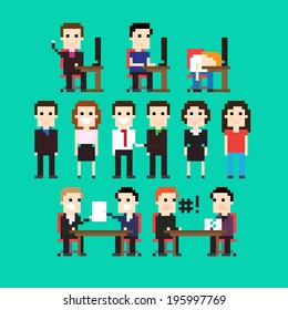 Pixel Art People In Office