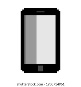 Pixel Art Phone Icon. Vector Illustration