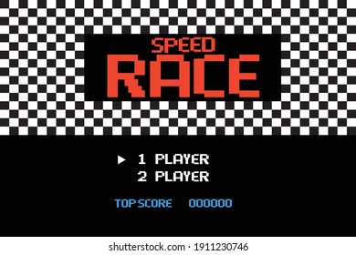 pixel art phrase Speed race. Retro game interface