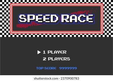 pixel art phrase Speed race. Retro game interface