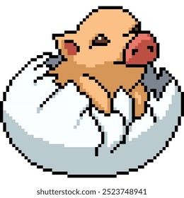 Pixel arte de huevo de cerdo escotilla aislado de fondo