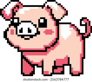 Pixel art Pig. Pixelated Pig. Farm barn pig animal icon pixelated for the pixel art game and icon for website and video game. old school retro.